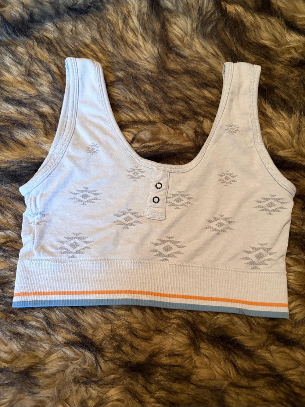 aerie Light Gray Unlined Sports Bra with Aztec Print And Colorful stripe Size S